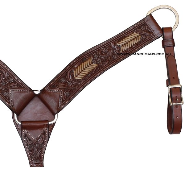 SRS® Pro Series 2 3/4" Floral Tooled Breast Collar - Dark Oil