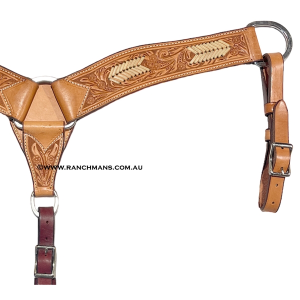 SRS® Pro Series 2-3/4" Floral Tooled Breast Collar - Natural