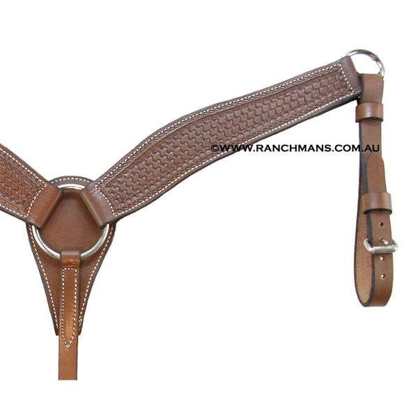 Ranchman's 2-1/2" Contoured Breast Collar - Rope Border