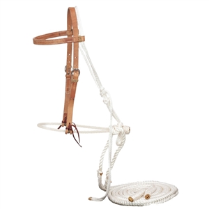 Ranchman's Single Rope Nose Breaking Bridle w/Flat Braided Reins