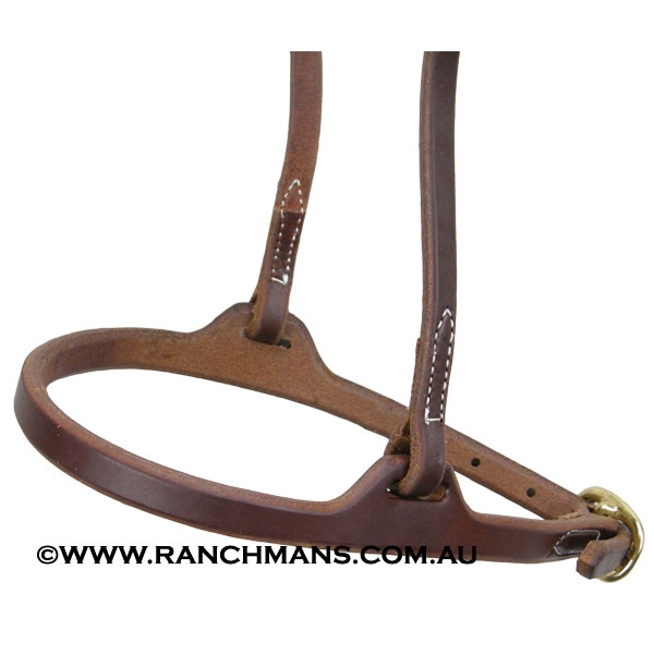 Ranchman's Flat Nose Leather Caveson Noseband-Adjustable