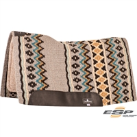 Classic Equine® ESP™ Extra Sensory Protection Contoured Wool Top Saddle Pad 34" x 38" Grey & Ocean Blue