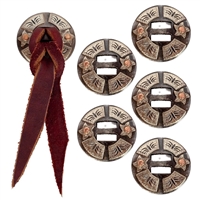 Antique Finish Steel Floral Slotted Conchos Set of 6