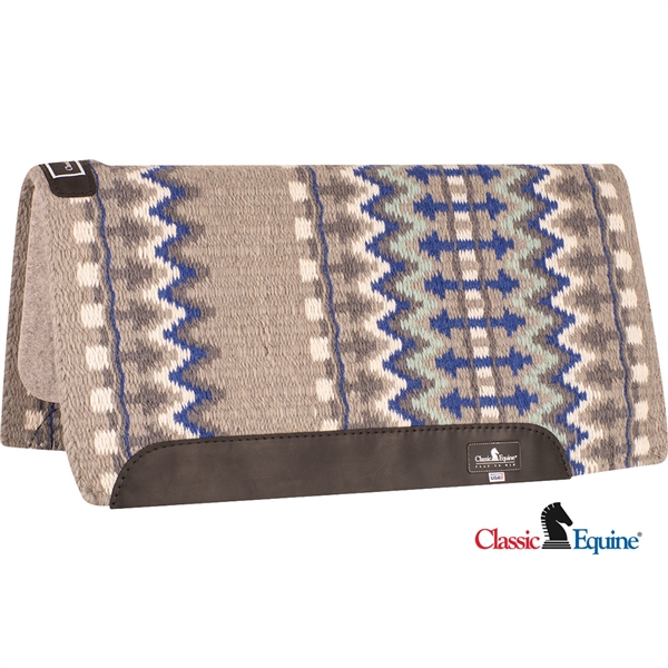 Classic Equine® Wool Top Saddle Pad 32" x 34" - Grey & Royal Blue