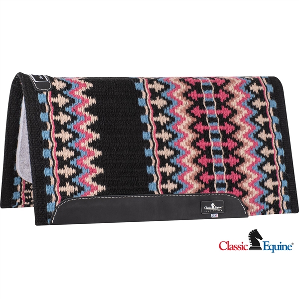 Classic Equine® Wool Top Saddle Pad 32" x 34" - Black & Latte