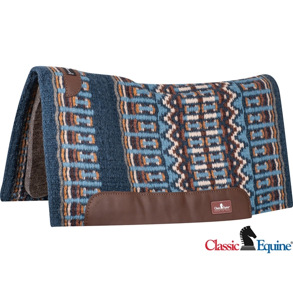 Classic Equine® Contoured Wool Top Saddle Pad 32" x 34" - Navy & Steel Grey