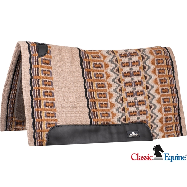 Classic Equine® Contoured Wool Top Saddle Pad 34" x 38" - Latte & Black