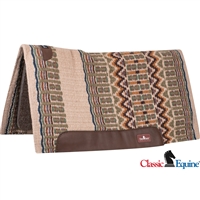 Classic Equine® Contoured Wool Top Saddle Pad 34" x 38" - Latte & Navy