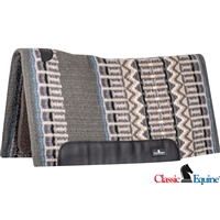 Classic Equine® Contoured Wool Top Saddle Pad 34" x 38" - Steel Grey & Cornflower Blue