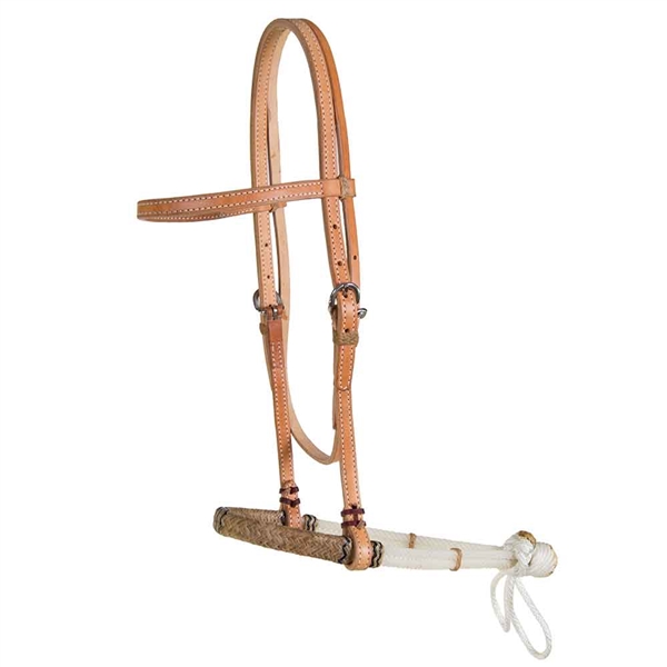 Ranchmans® Training Hackamore w/Double Rope Rawhide Covered Bosal