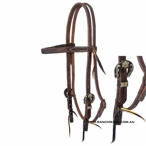 Ranchmans 5/8" Antique Floral Buckle Browband Headstall