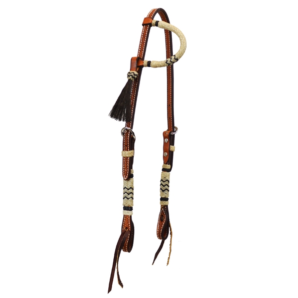 Ranchmans Natural One Ear Bridle w/Rawhide Trim