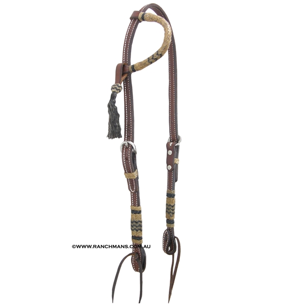 Ranchmans Heavy Oil One Ear Bridle w/Rawhide Trim