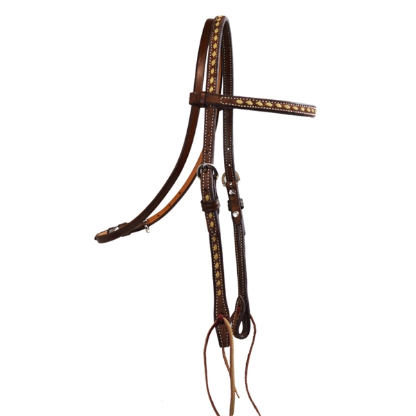 Ranchmans Frontier Collection Browband Headstall-Tan Buckstitch