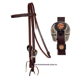 Ranchmans 3/4" Browband Headstall-Copper Clover Buckles