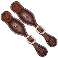 Showman® Mens Rawhide Accent Spur Straps