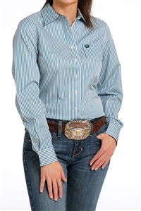 Cinch® Ladies White & Teal TENCEL™ Shirt