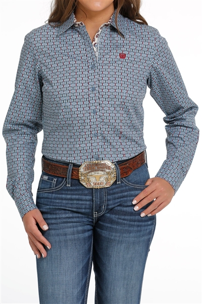 Cinch® Ladies Light Blue Paisley Print Shirt