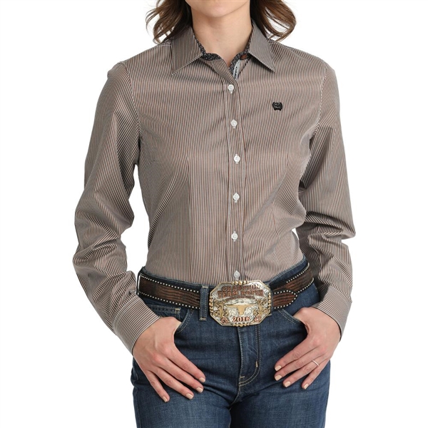 Cinch® Ladies Navy Stripe Tencel Long Sleeve Shirt