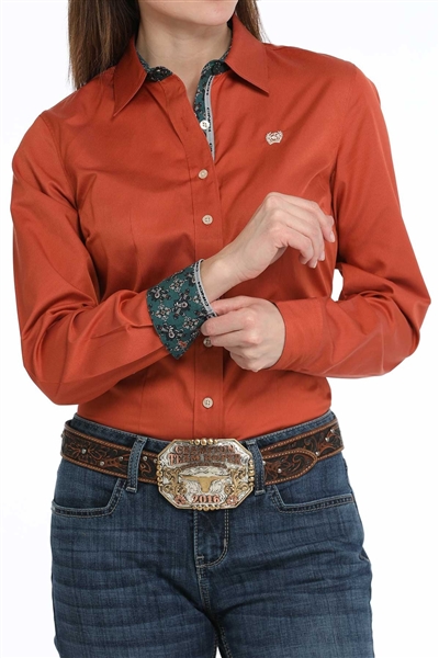 Cinch® Ladies Copper Stripe Tencel Long Sleeve Shirt