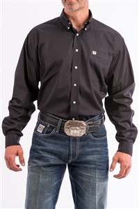 Mens Cinch® Solid Black Pinpoint Oxford Buttondown Shirt - Black