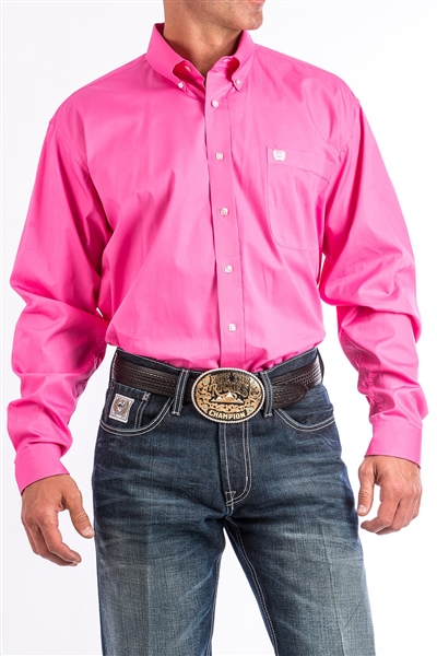Mens Cinch® Solid Pink Longsleeve Shirt