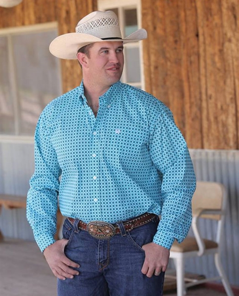 Mens Cinch® Long Sleeve Blue Diamond Shirt