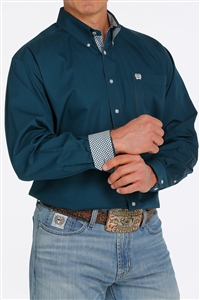 Mens Cinch® Solid Teal Button-Down Longsleeve Shirt