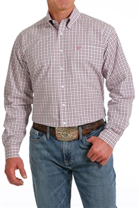 Mens Cinch® White/Pink & Black Print Shirt