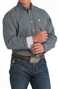 Mens Cinch® Black & Blue Geometric Print Button Down Shirt