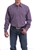 Mens Cinch® Long Sleeve Purple and White Geometric Print Snap Shirt