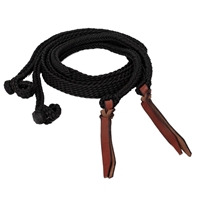 Ranchman's Flat Braided Nylon Cord Split Reins - Black
