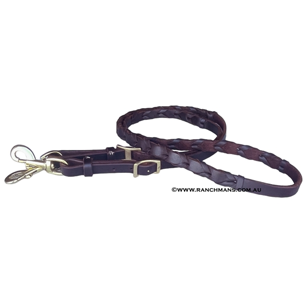 Ranchmans 5/8" Oiled Harness Leather Barrel Rein w/Lacing