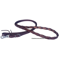 Ranchmans 5/8" Oiled Harness Leather Barrel Rein w/Lacing