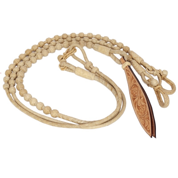 Ranchman's 50" 12 Plait Natural Braided Rawhide Romal Reins