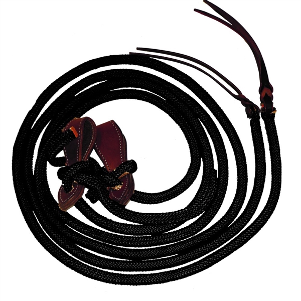 Ranchman's 8ft Black Yachting Rope Split Reins