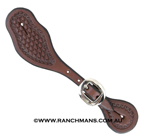 Ranchman's Oiled Ladies Shaped Shell Border Spur Straps