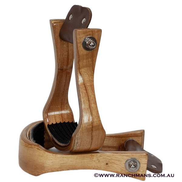 Ranchman's 2" Natural Oak Wood Barrel Racer Stirrups