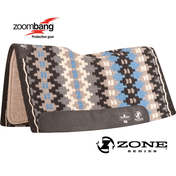 Classic Equine® Zone™ Wool Top Saddle Pad 32" x 34" - Black & Malibu Blue