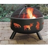 Large Black Steel Fire Pit with Animal Cutouts