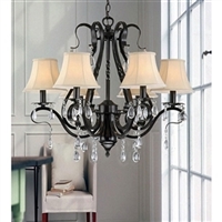 6 light crystal chandelier black iron