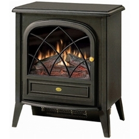 Black Traditional Style Electric Space Heater With Fireplace Flame