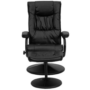 Black Faux Leather Recliner Chair with Ottoman