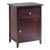 Antique Walnut Wood Finish Bedroom Nightstand - End Table Cabinet