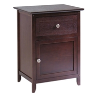 Antique Walnut Wood Finish Bedroom Nightstand - End Table Cabinet