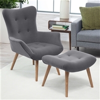 Modern Classic Mid-Century Style Accent Chair and Ottoman