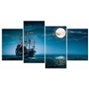 Canvas Wall Art - Full Moon Ocean Ship