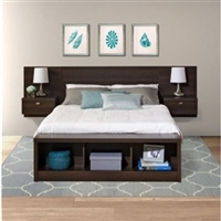 King Size Floating Headboard with Nightstand - Espresso