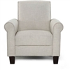 Linen Look Upholstered American Style Living Room Arm Chair - Taupe Tan