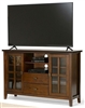 Tall Solid Wood TV Console for TV's up to 60 inch Medium Brown